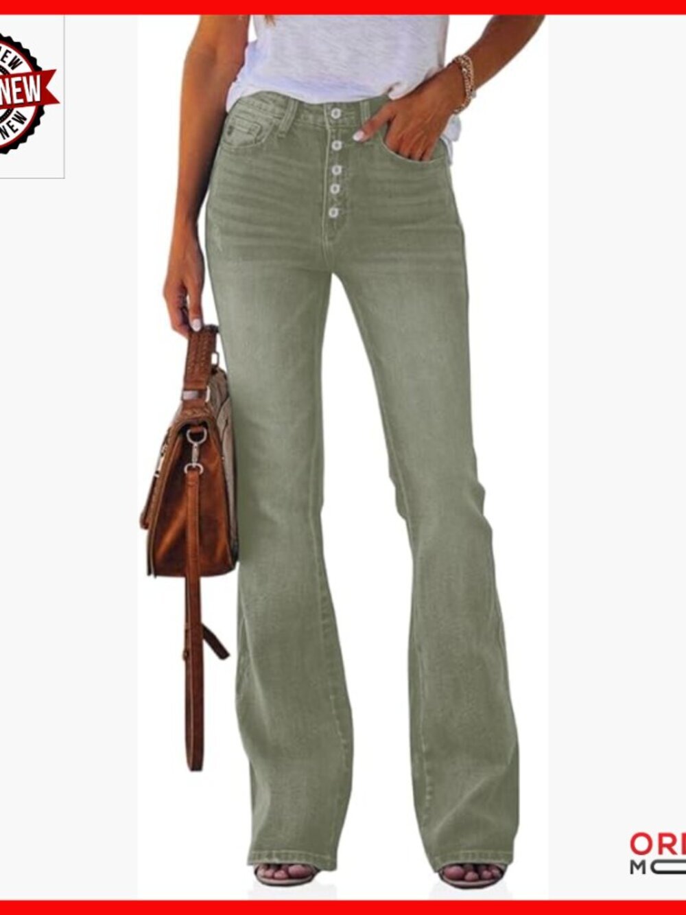 High Waisted Stretch Bootcut Jeans Boyfriend Fit Tummy Control Casual